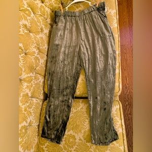 Crushed green velvet Anthropologie pants